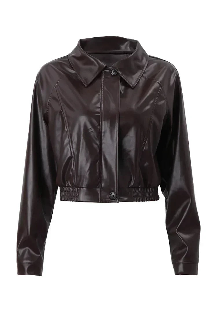 Dames Cropped Coated Jast met Rits en Puff Mouwen