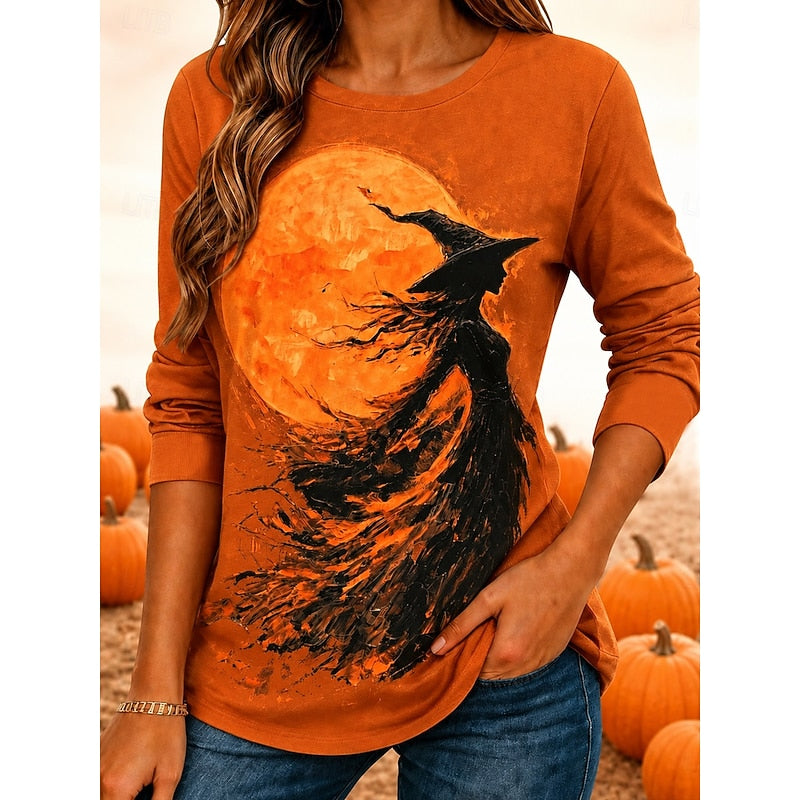 Fern | Halloween Heks Grafisch Langsleeve Top