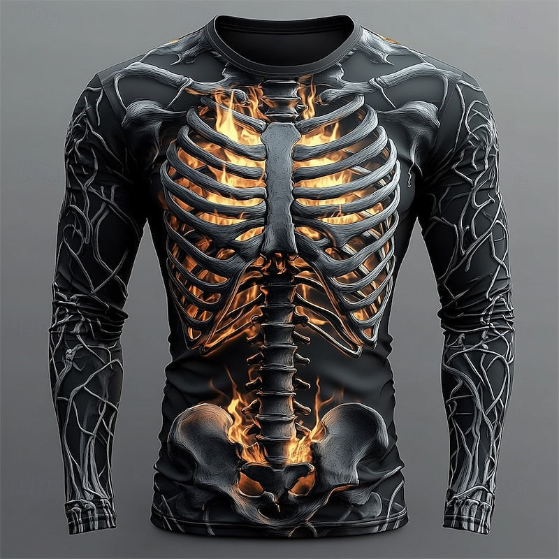 Jasper | Vlam Skeleton Halloween Lange Mouwen Shirt