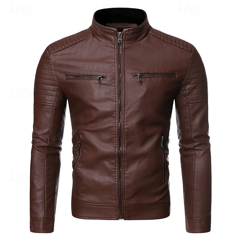Chandler | Klassieke Bikerjack met Staande Kraag