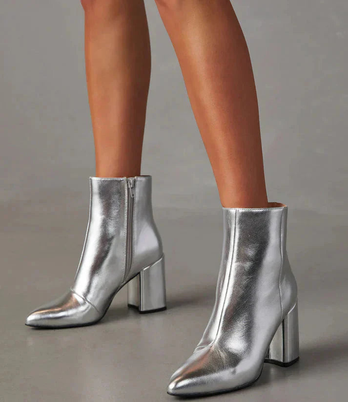 Jazline | Zilveren Metallic Enkelaarsjes voor Dames