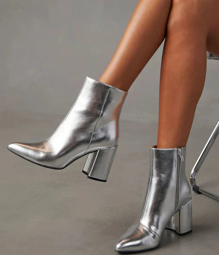Jazline | Zilveren Metallic Enkelaarsjes voor Dames