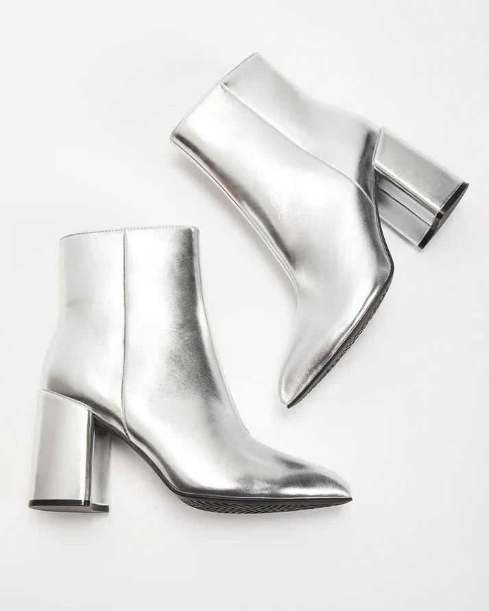 Jazline | Zilveren Metallic Enkelaarsjes voor Dames